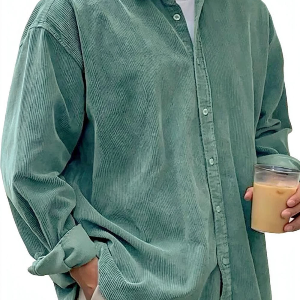 Corduroy Button Up Shirt Men - Heren Corduroy Overhemden Lange Mouwen Casual