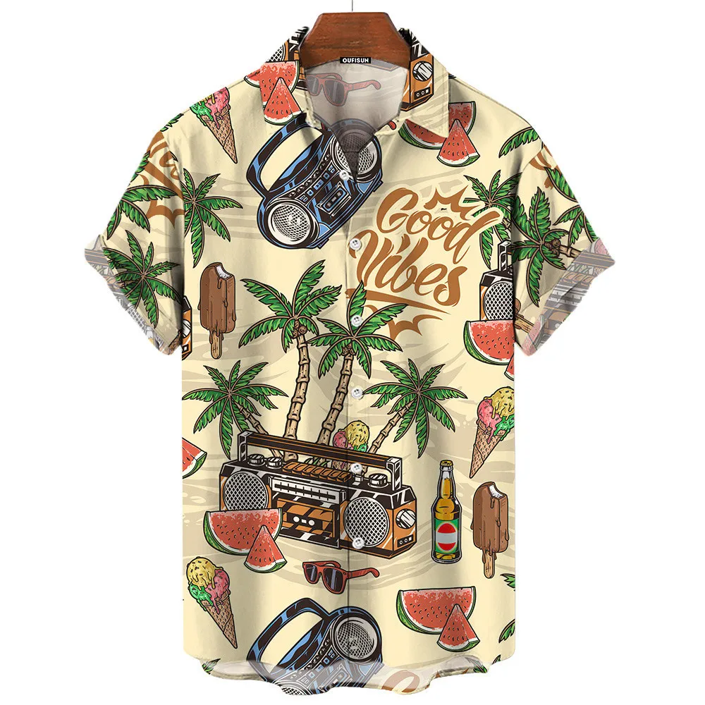 Vintage Hawaiian Floral Shirt - Heren Retro Zomer Good Vibes Hawaiiaans