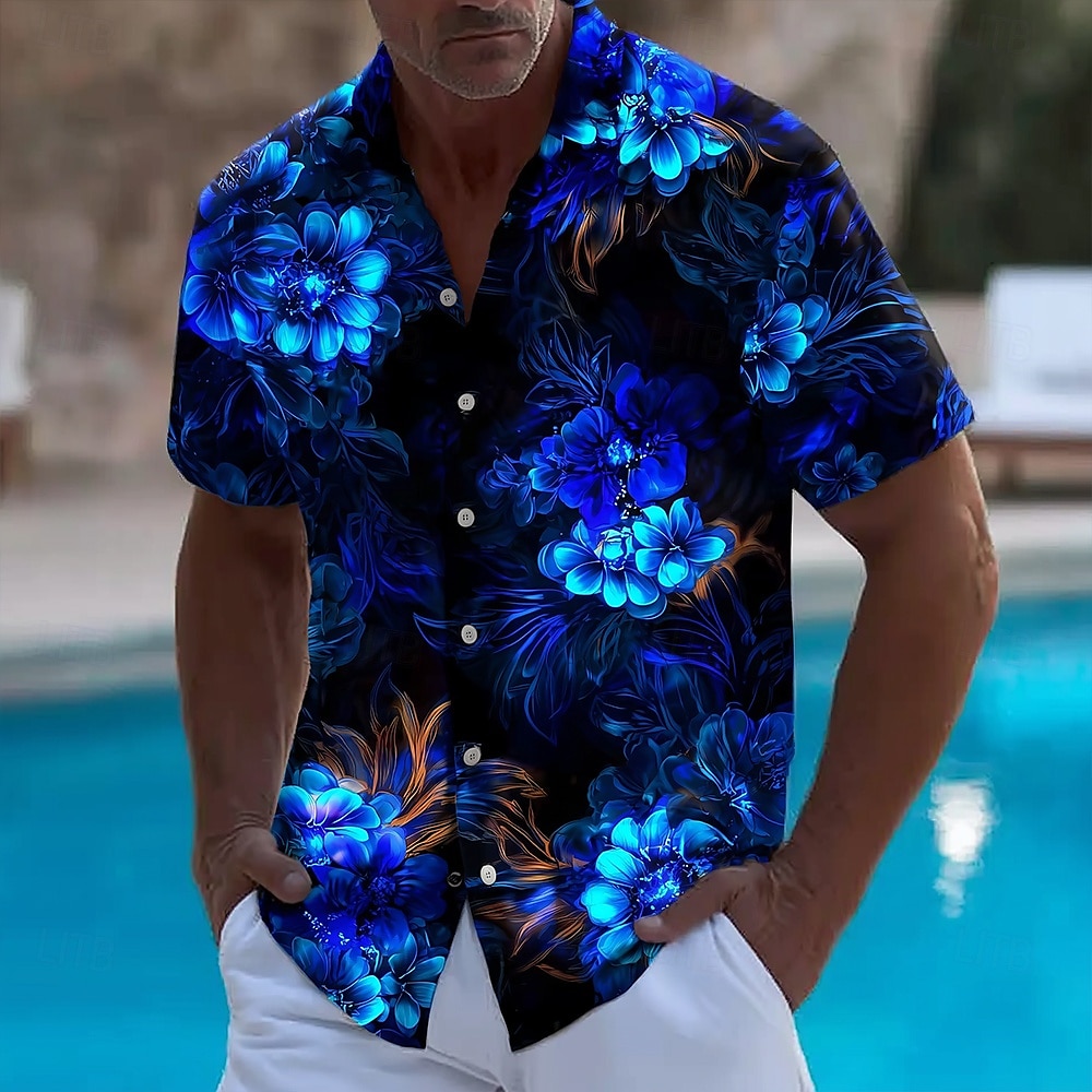 Heren bloemenprint neon gloed  - Vintage Hawaiian Floral Shirt recensie en prijs