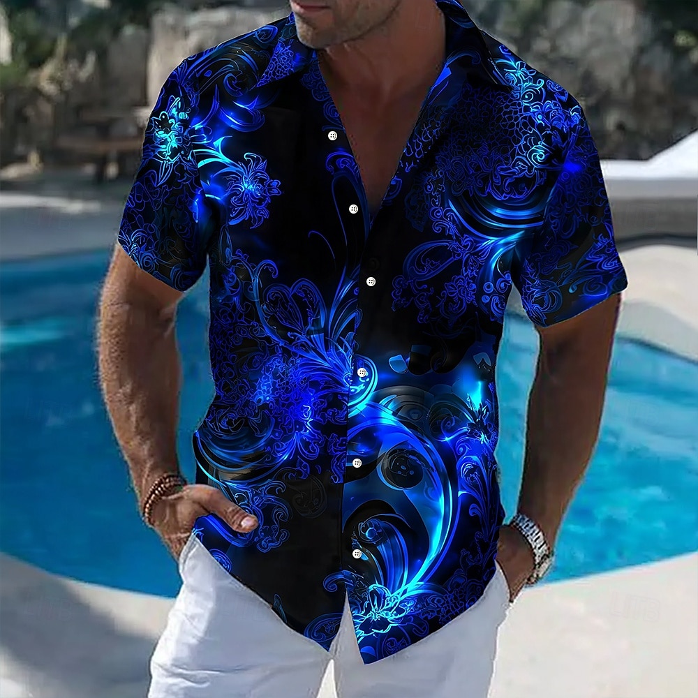 Heren bloemenprint neon gloed  - Vintage Hawaiian Floral Shirt recensie en prijs
