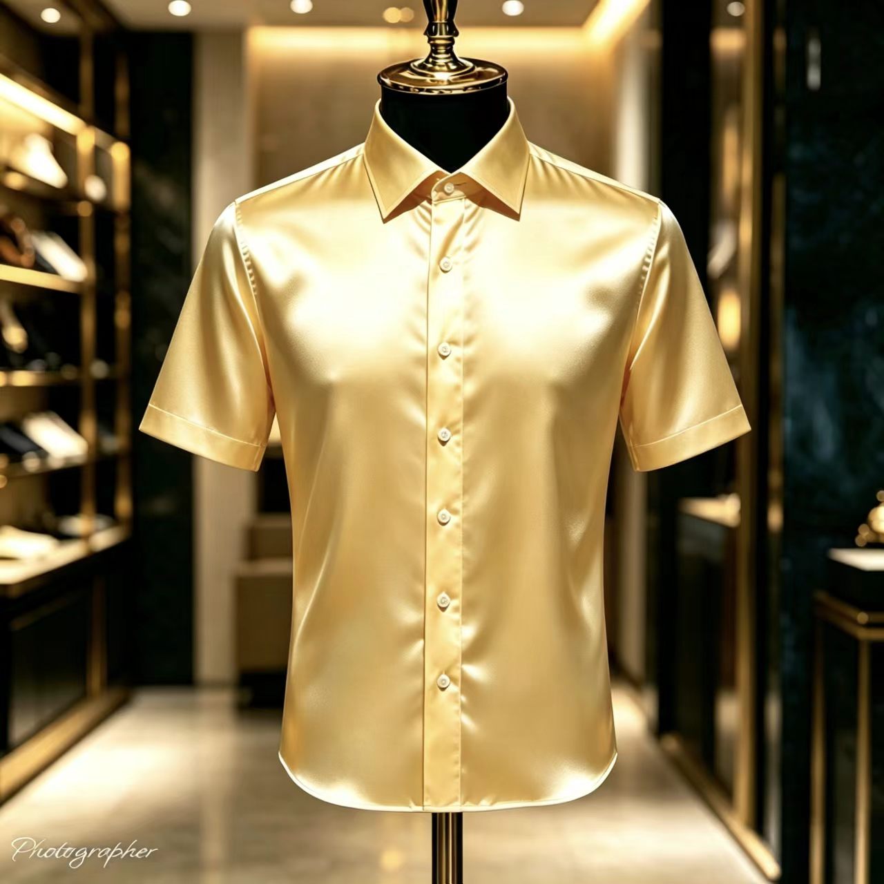 Men's Solid Color Satin Short- - Mens Satin Silk Dress Shirt recensie en prijs