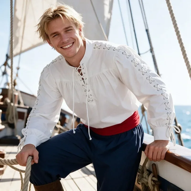 Heren Middeleeuws Piratenhemd  - Medieval Gothic Lace Up Pirate Shirt recensie en prijs