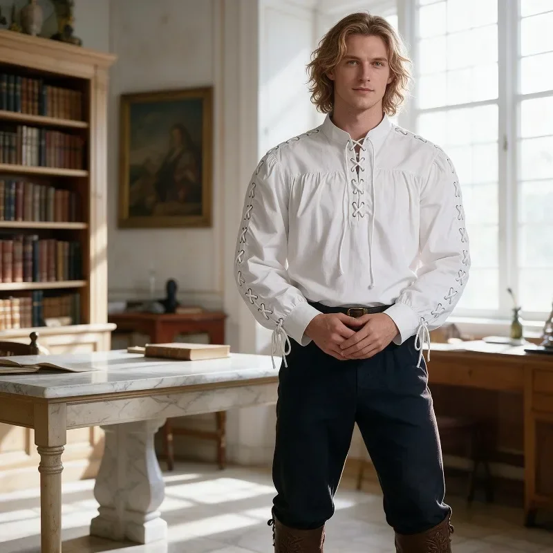 Heren Middeleeuws Piratenhemd  - Medieval Gothic Lace Up Pirate Shirt recensie en prijs