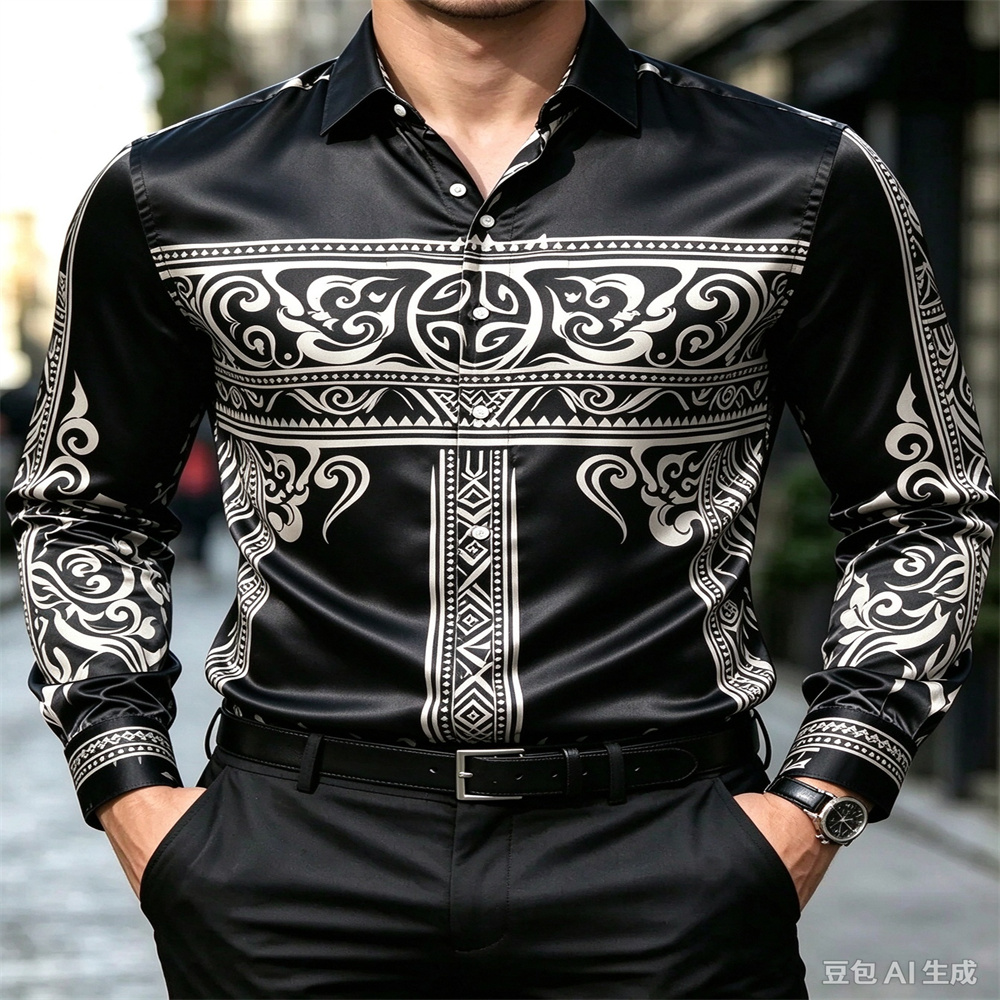 Luxe satijnen herenoverhemd, v - Mens Satin Silk Dress Shirt recensie en prijs