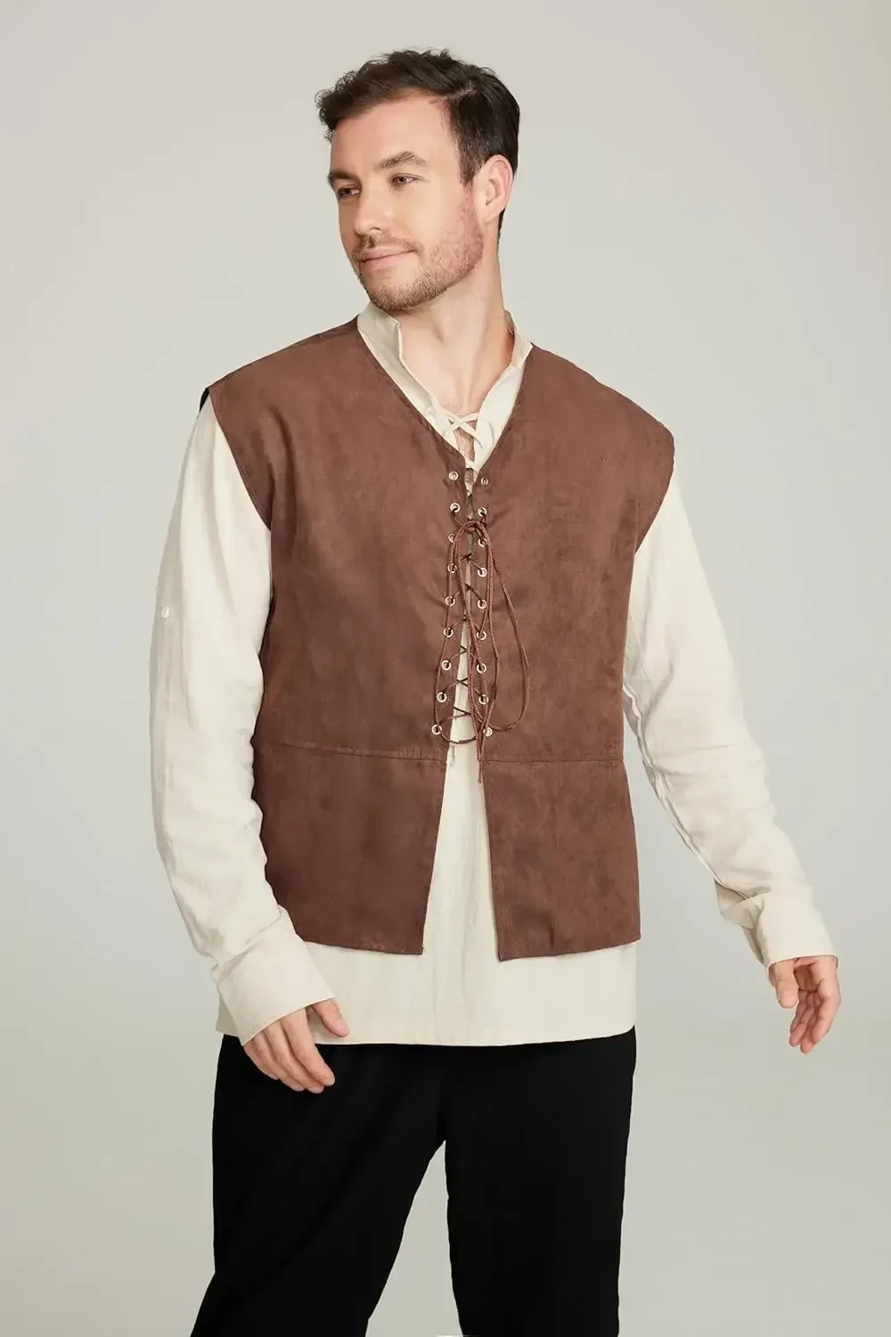2-delige set: Middeleeuws pira - Medieval Gothic Lace Up Pirate Shirt recensie en prijs